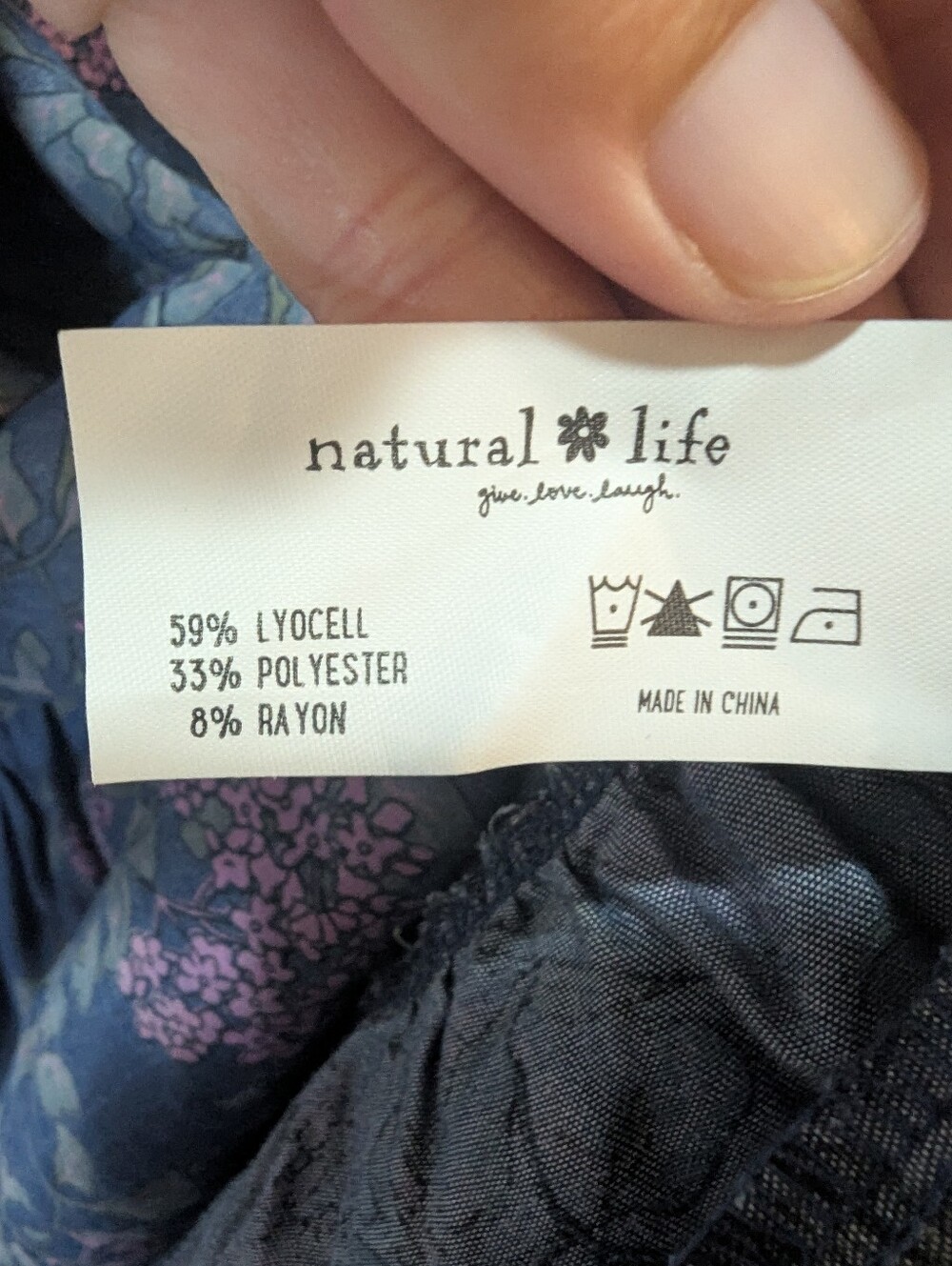 Natural Life Rebecca Wisteria Chambray Floral Tiered Oversized Boho Midi Dress - Picture 8 of 9
